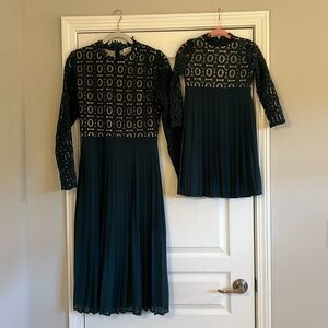 Ivy city Co Mommy and Me Dark Green Arabella Dresses Small and 4-5T